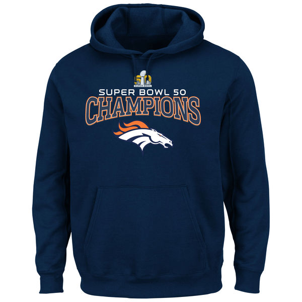 Men Denver Broncos Majestic Big Tall Super Bowl 50 Champions Choice VIII Pullover Hoodie Navy